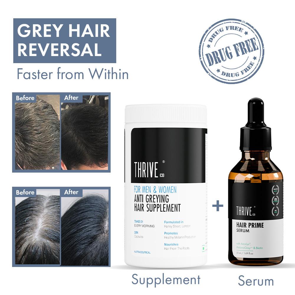 Anti-Grey Hair Prime Serum for Head & Beard | 100% Organic & Effective