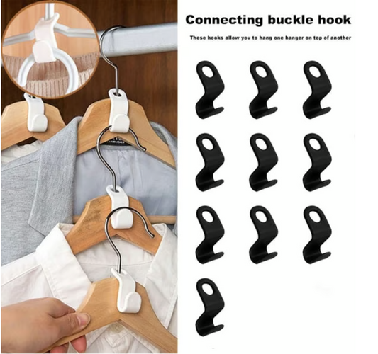 Space-Saving Clothes Hanger Connector Hooks